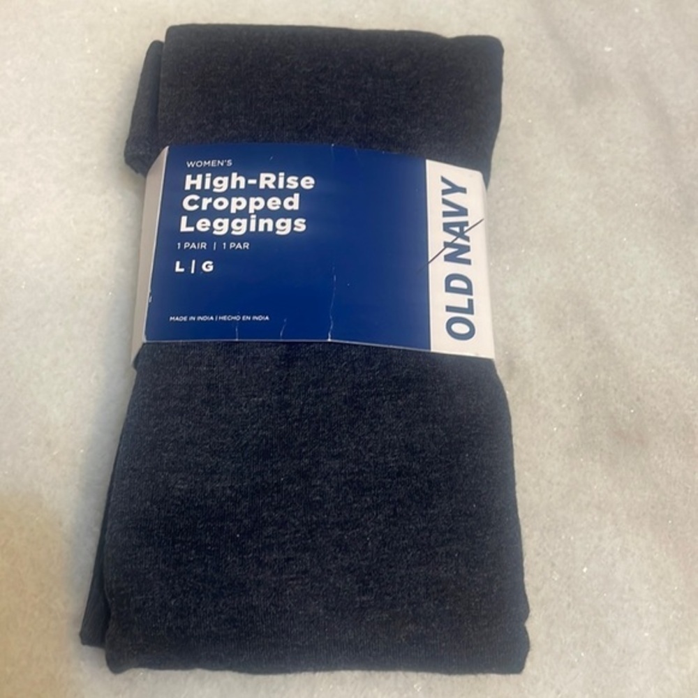 Old Navy leggings High-Rise Crop Jersey Ankle Dark Heather Gray Women NEW Sz L